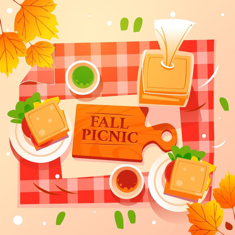 actividad de picnic en la temporada de otoño vector