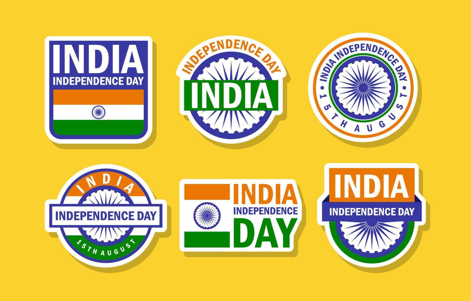 India Independence Day Badge Sticker Collection vector