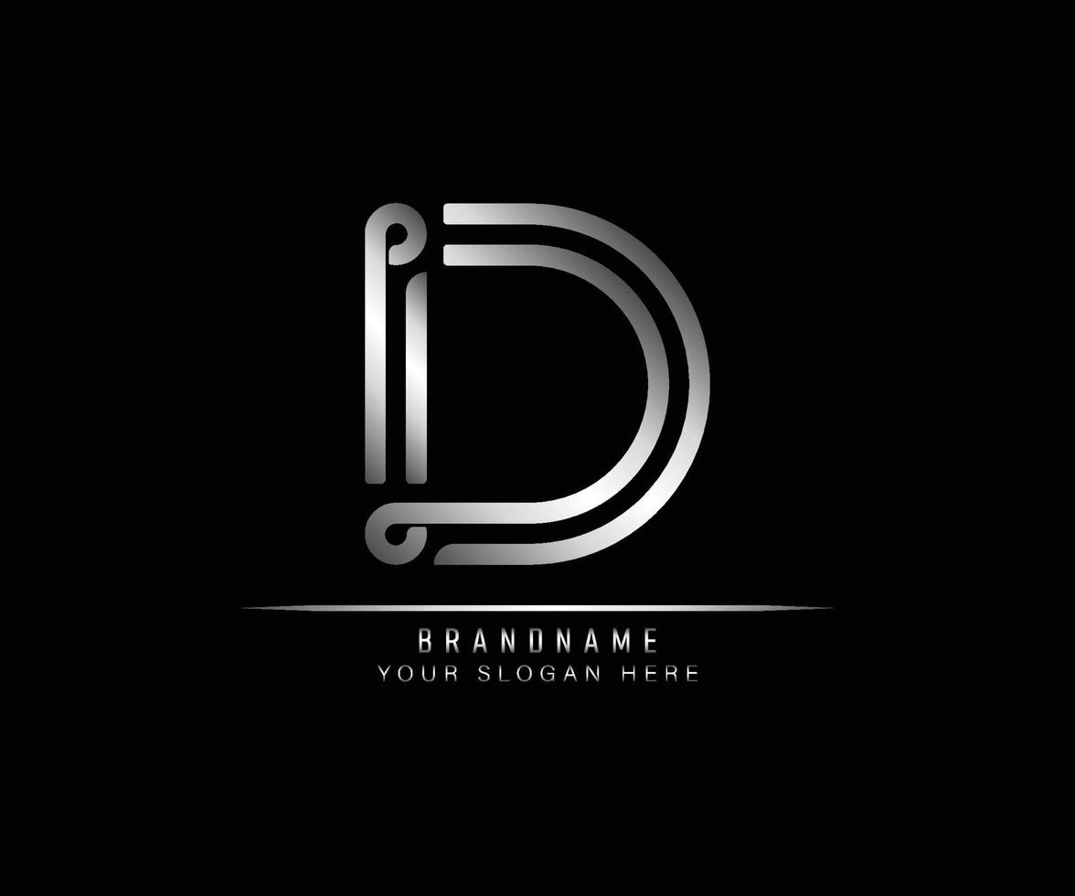 initial letter D logo creative elegant trendy unique artistic silver color  based Alphabet icon logo. vector
