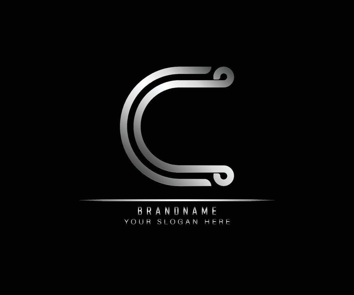 initial letter C logo creative elegant trendy unique artistic silver color  based Alphabet icon logo. vector