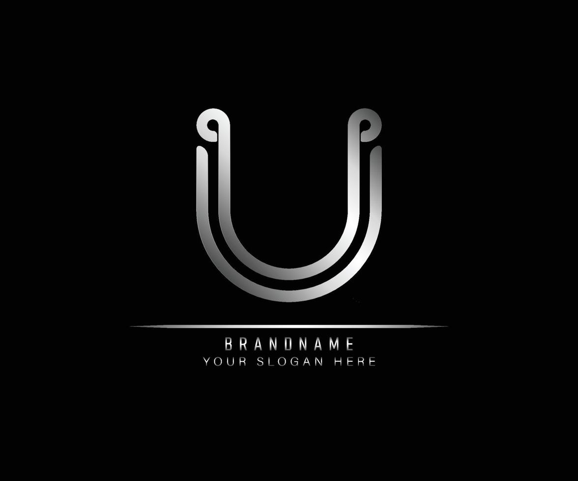 initial letter U logo creative elegant trendy unique artistic silver color  based Alphabet icon logo. vector