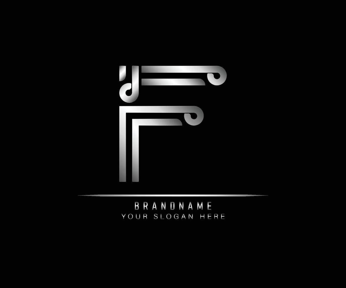 initial letter F logo creative elegant trendy unique artistic silver color  based Alphabet icon logo. vector