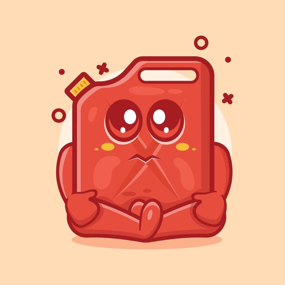 mascota de personaje de bidón de combustible divertido con expresión triste dibujos animados aislados en diseño de estilo plano vector