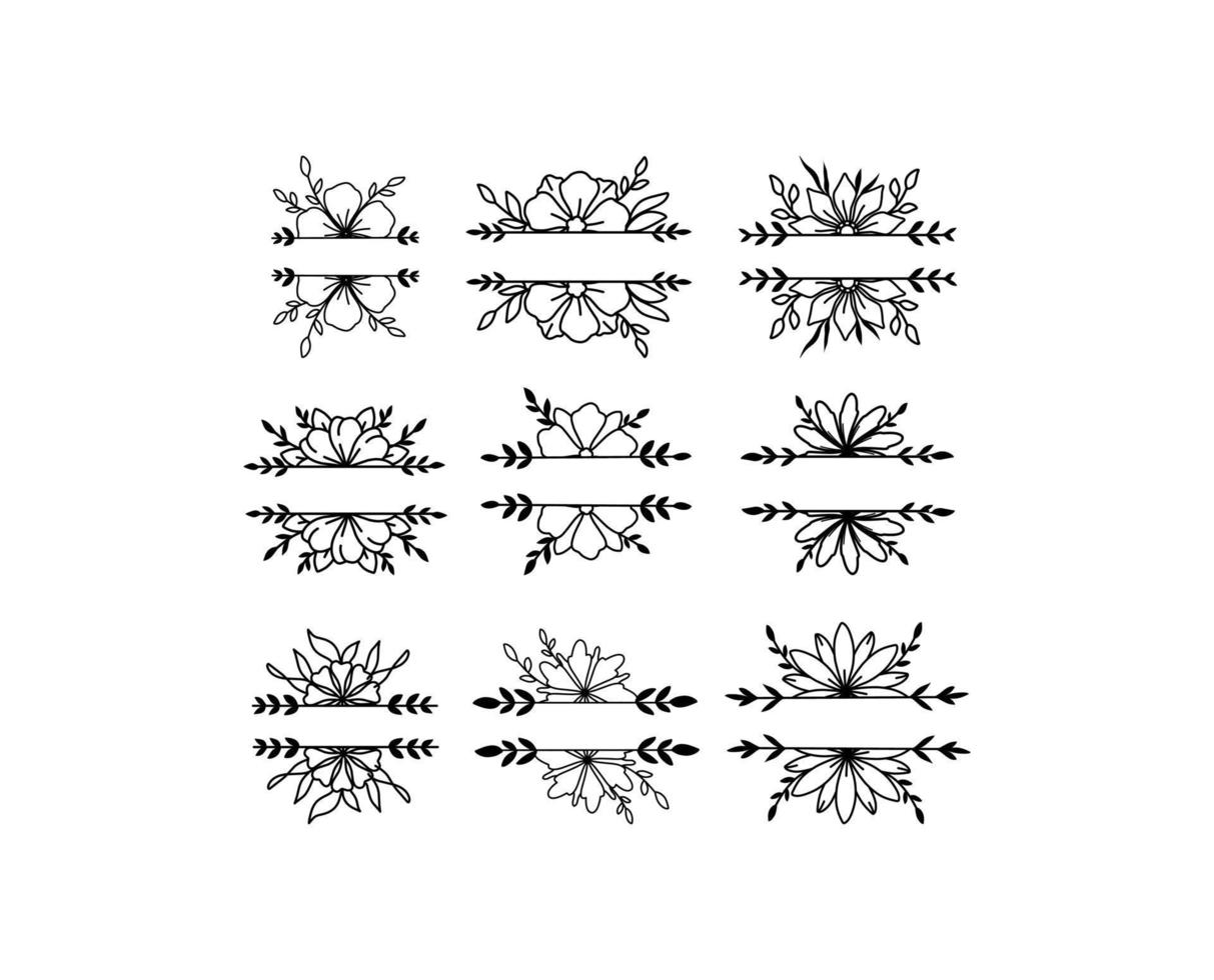 conjunto gráfico de flores divididas vector