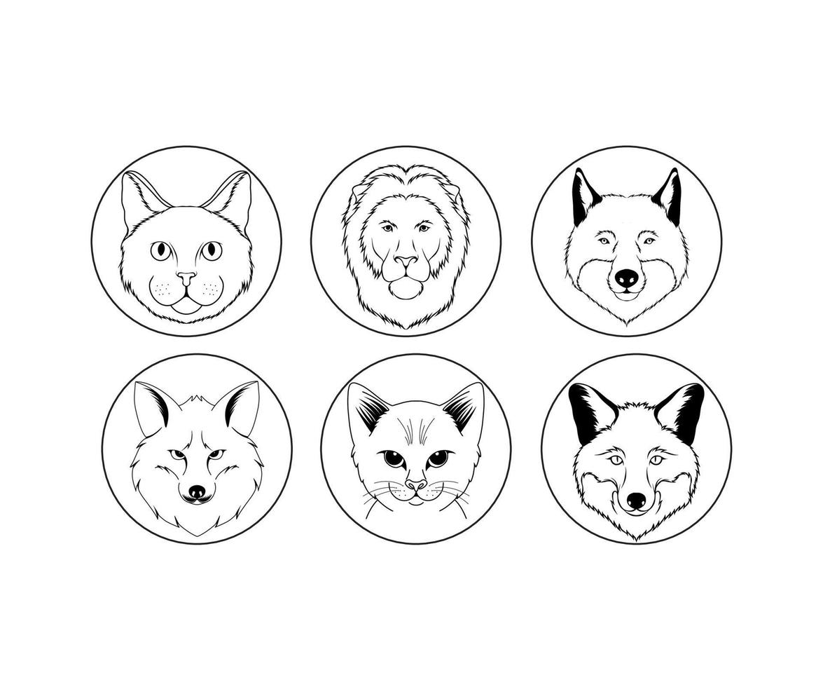 animal head circle vector