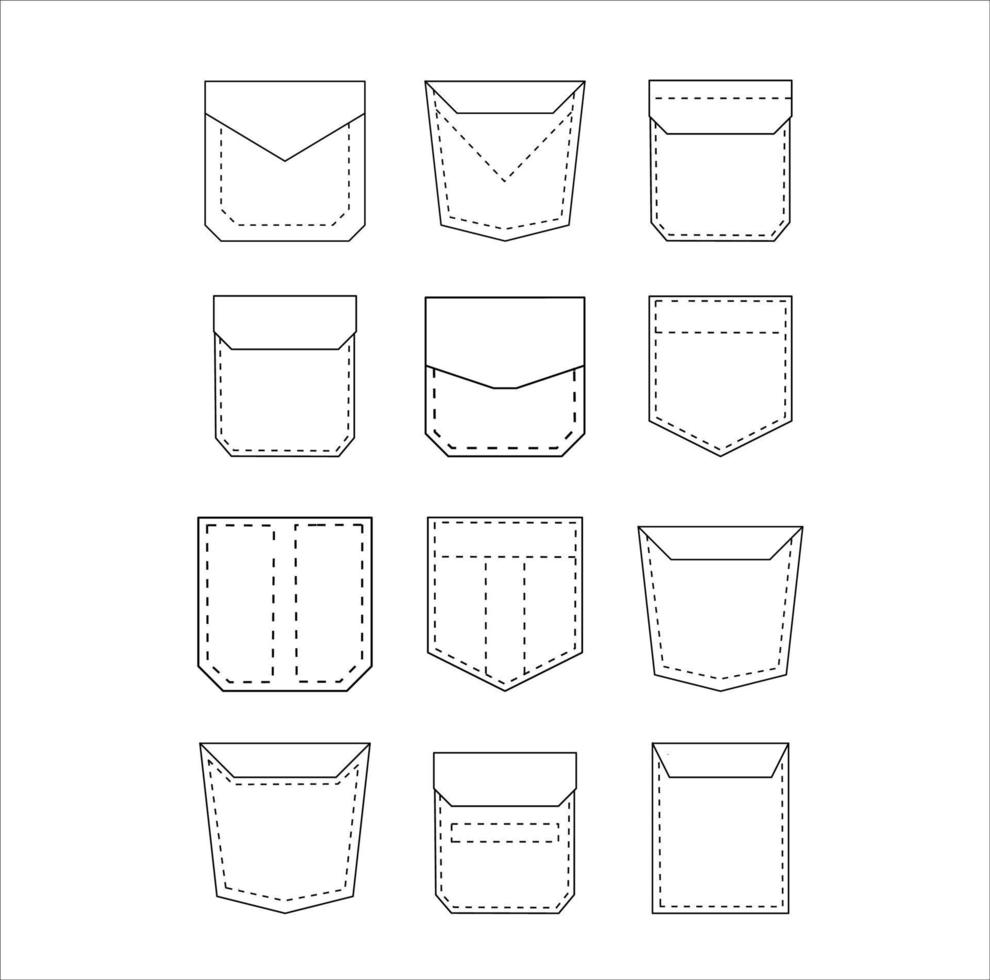 set of hand-drawn pocket illustration vector