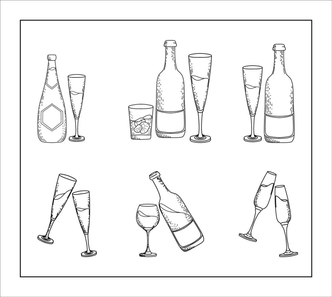 Champagne set illustration vector