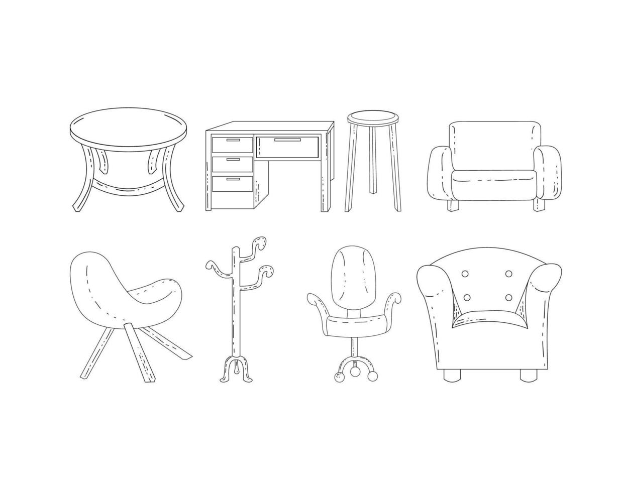 interior furniture collection vector