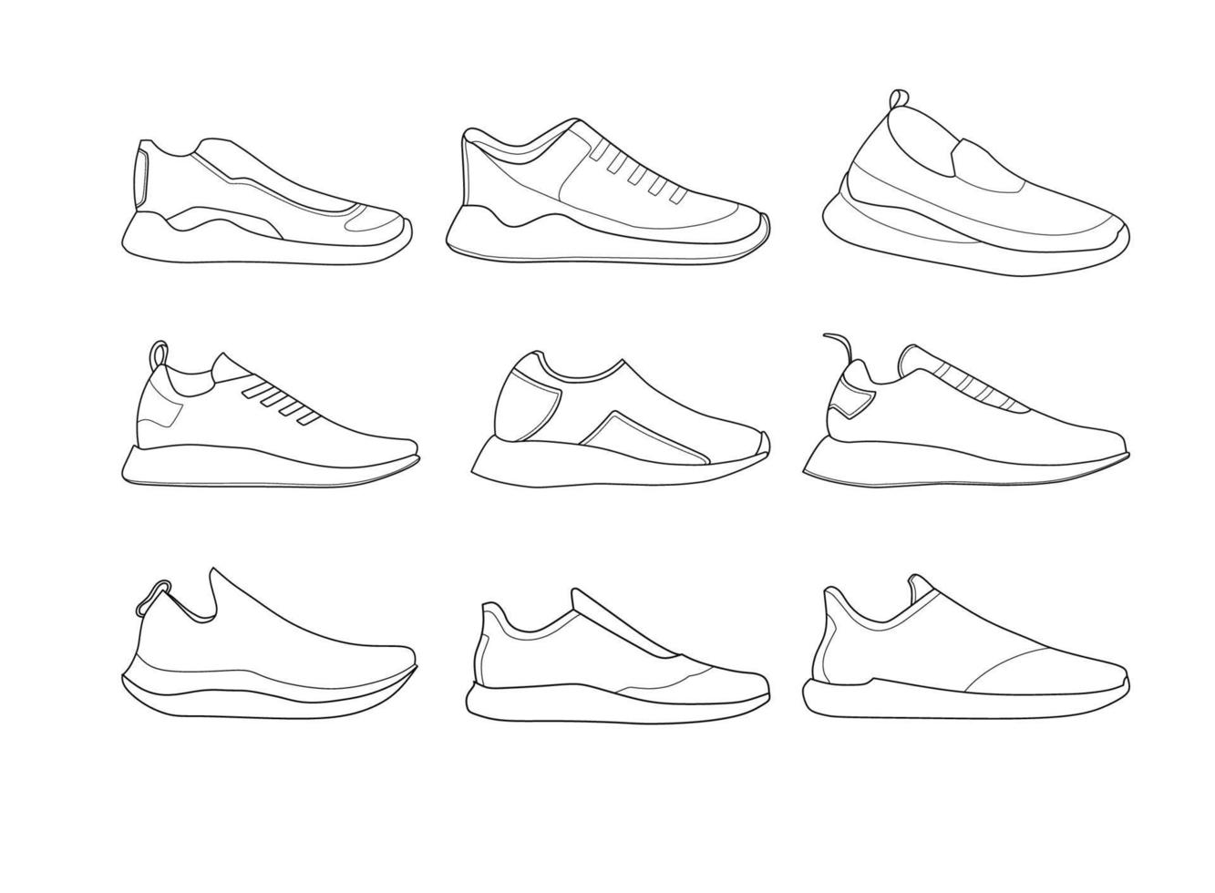 Sneaker shoes line art vector