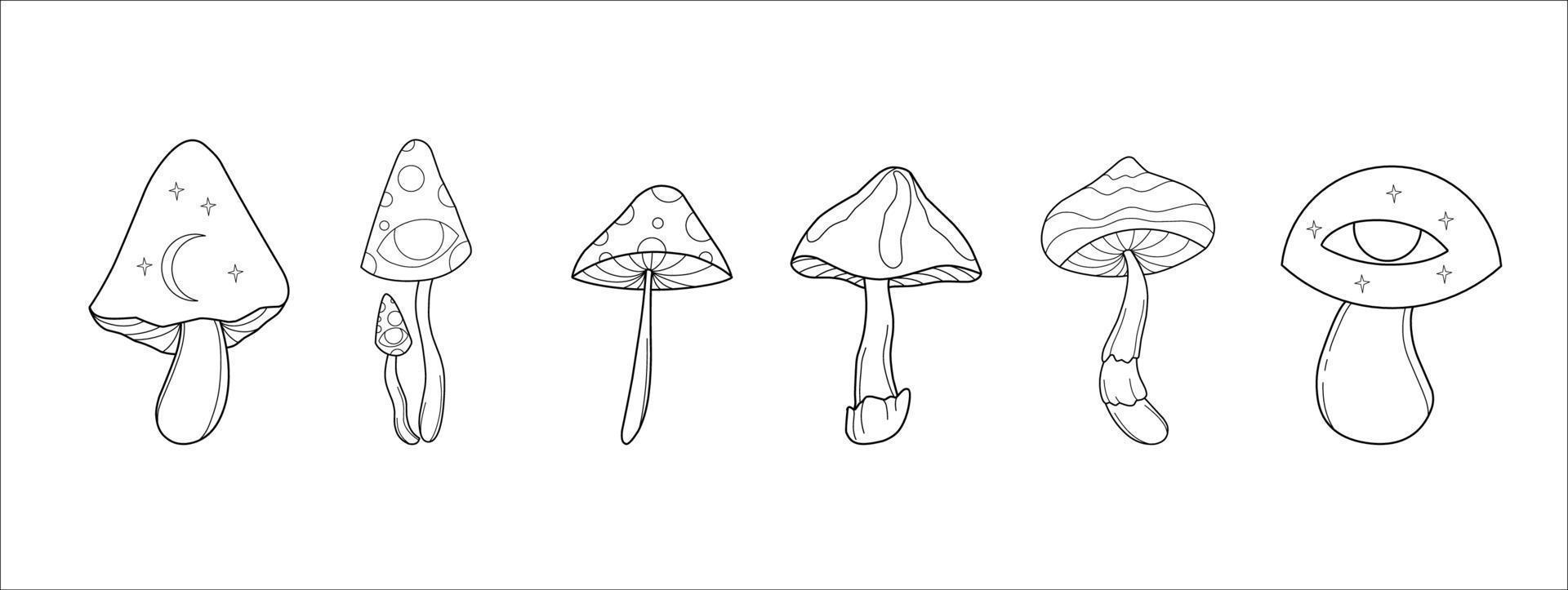 Mushroom fungus hand drawn doodle collection vector