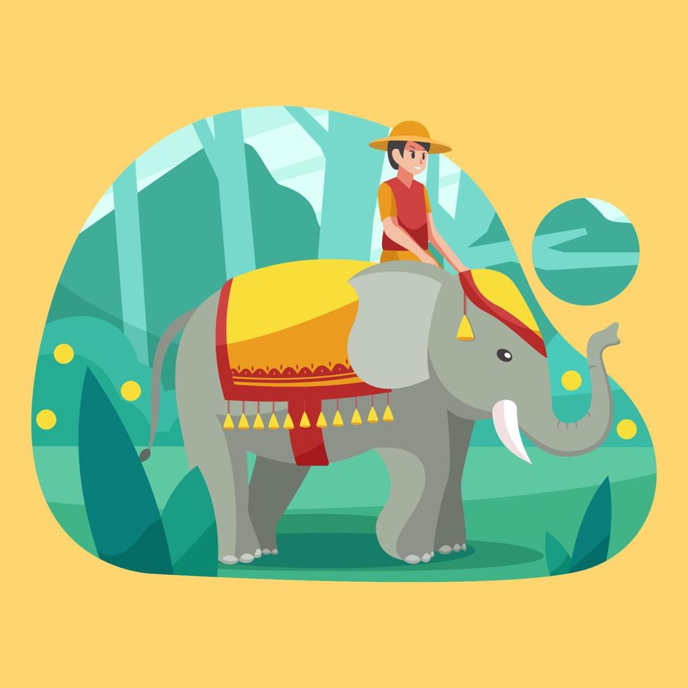 Mahout Riding a Cute Elephant vector
