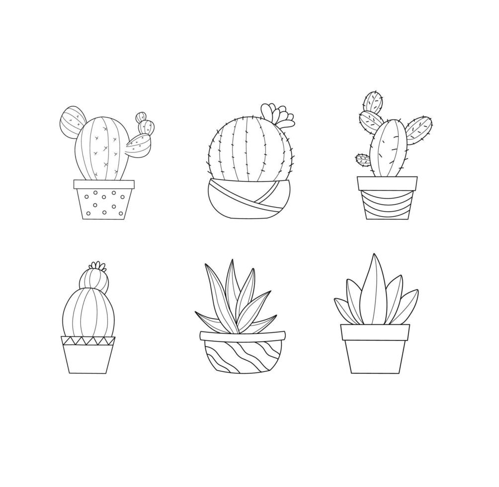 ilustración de conjunto de cactus vector