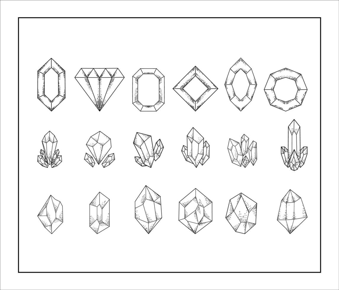 handrawn crystal doodle illustration vector