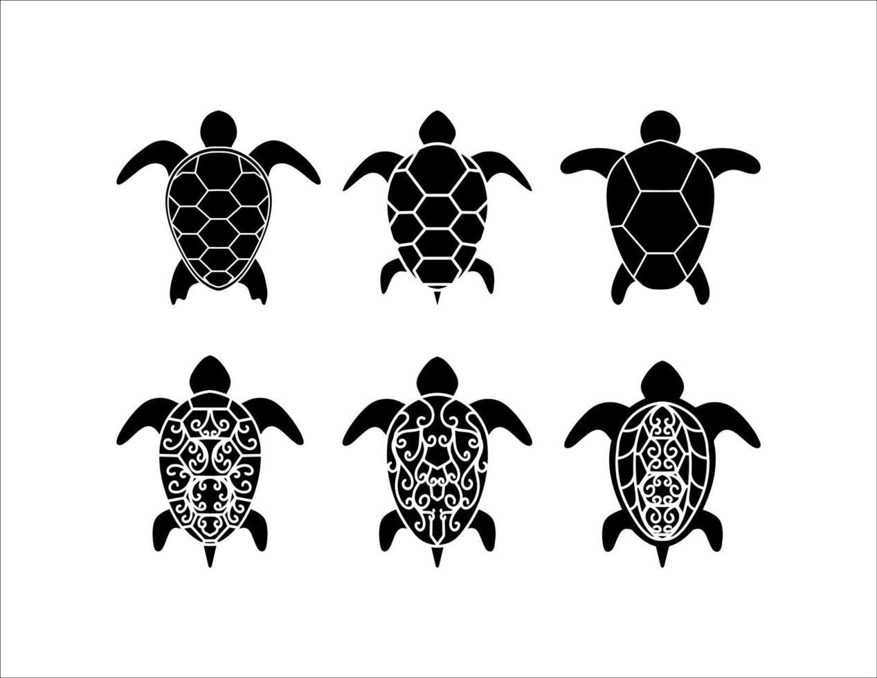 colección de tortugas zentangle vector