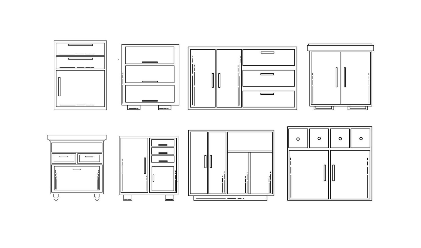 Cupboard  line art collection vector