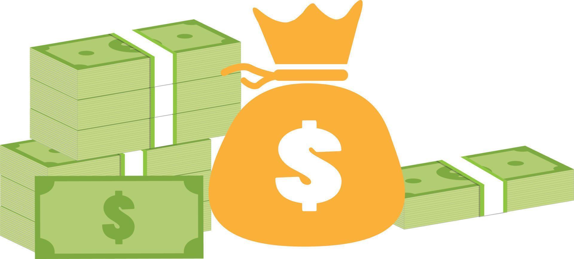 money icon. flat style. dollars banknotes icon for your web site design, logo, app, UI. cash money bag symbol. sack money sign. vector