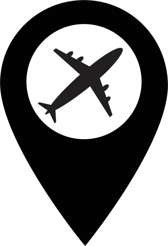 airport map markers icon on white background. flat style. map pointer with air plane icon for your web site design, logo, app, UI. airport marker sign. map pointer with airplane symbol. vector