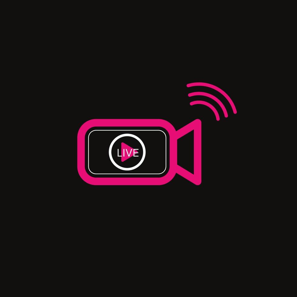 Button live streaming. Live stream logo. Live broadcast icon, online stream sign. Vector