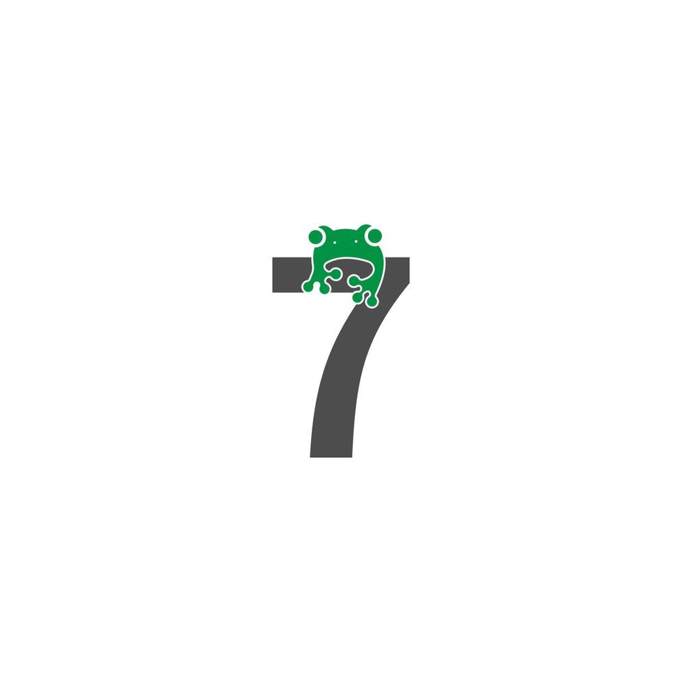 frog icon stuck to number vector illustration