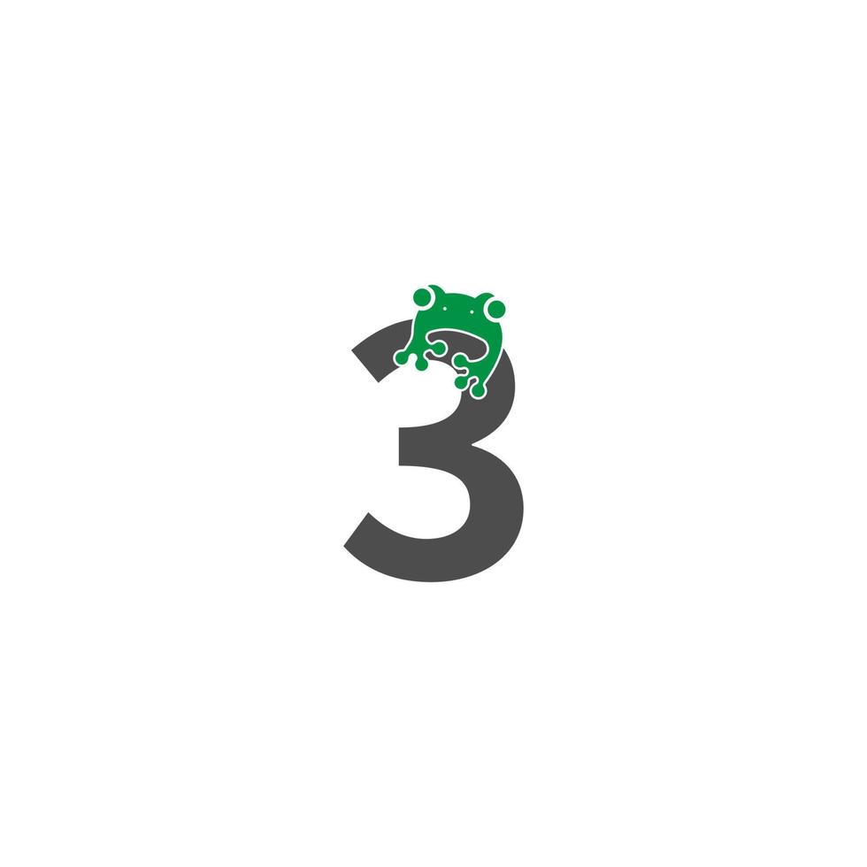 frog icon stuck to number vector illustration
