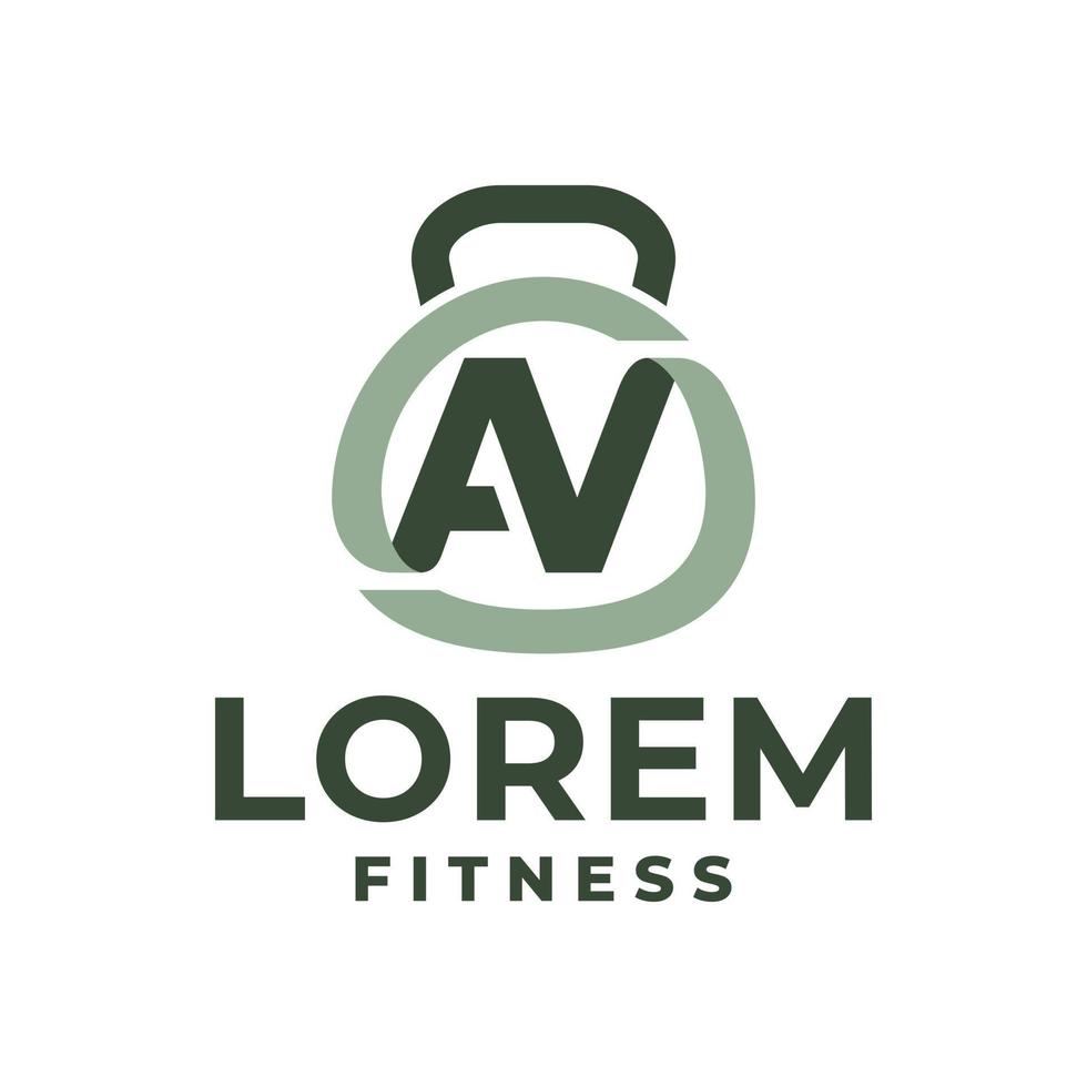 gym logo with letter A V. for fitness center logo or any business related to gym, fitness and sport. vector