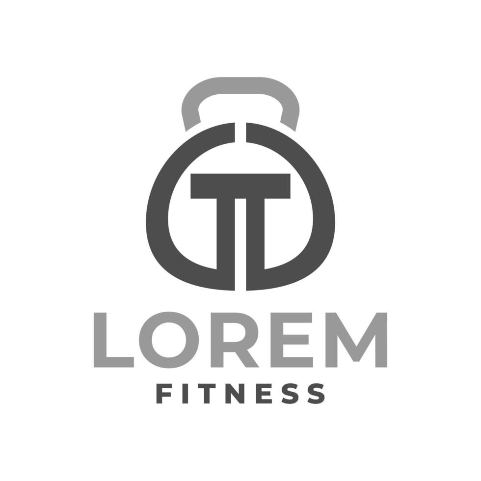 logotipo de gimnasio con letra t. para el logotipo del gimnasio o cualquier negocio relacionado con el gimnasio, el fitness y el deporte. vector