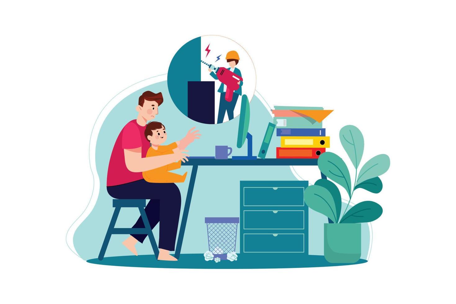 Work from home distraction vector