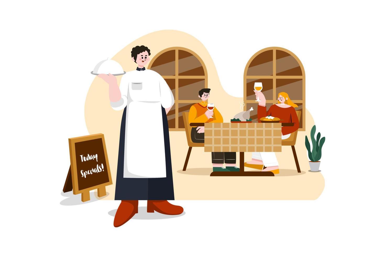 Restaurant Service flat illustration concept on white background vector