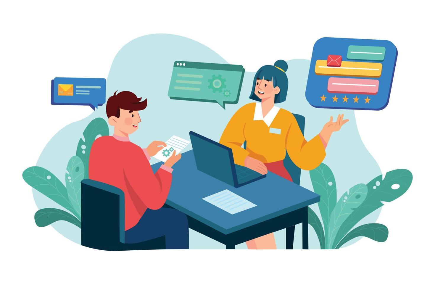 Customer Service flat illustration concept on white background vector
