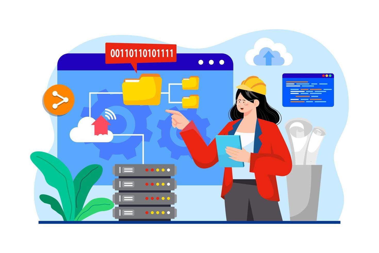 Cloud Architect flat illustration concept on white background vector
