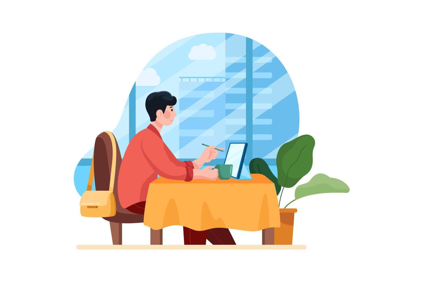 Remote Working Illustration concept. Flat illustration isolated on white background vector