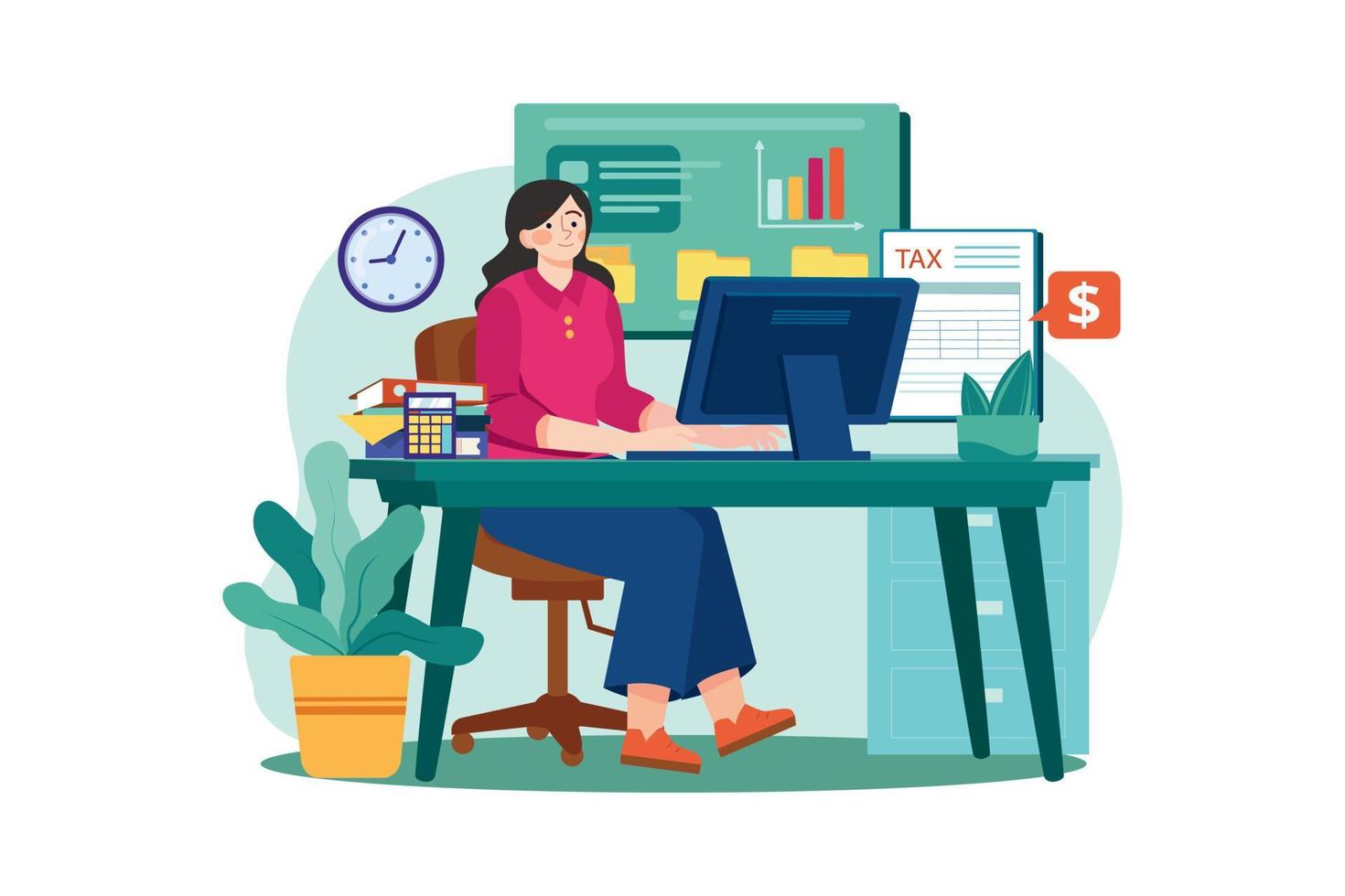 Bookkeeper Illustration concept on white background vector