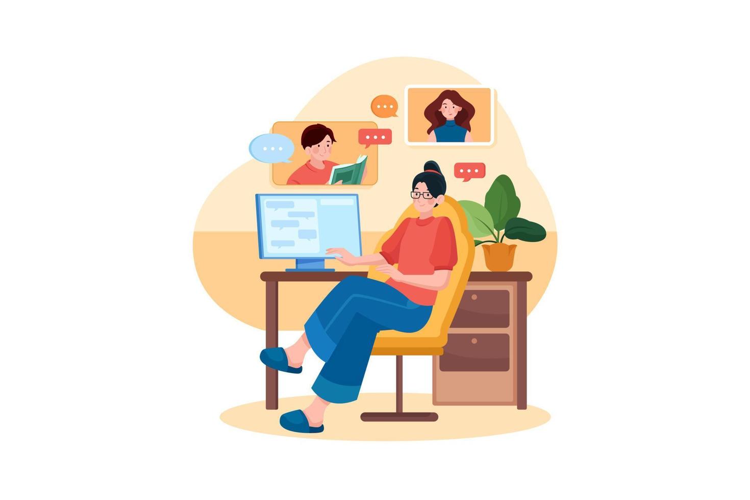 Remote Working Illustration concept. Flat illustration isolated on white background vector