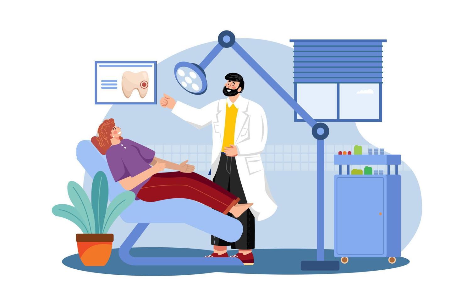 Dentist examining a patient vector