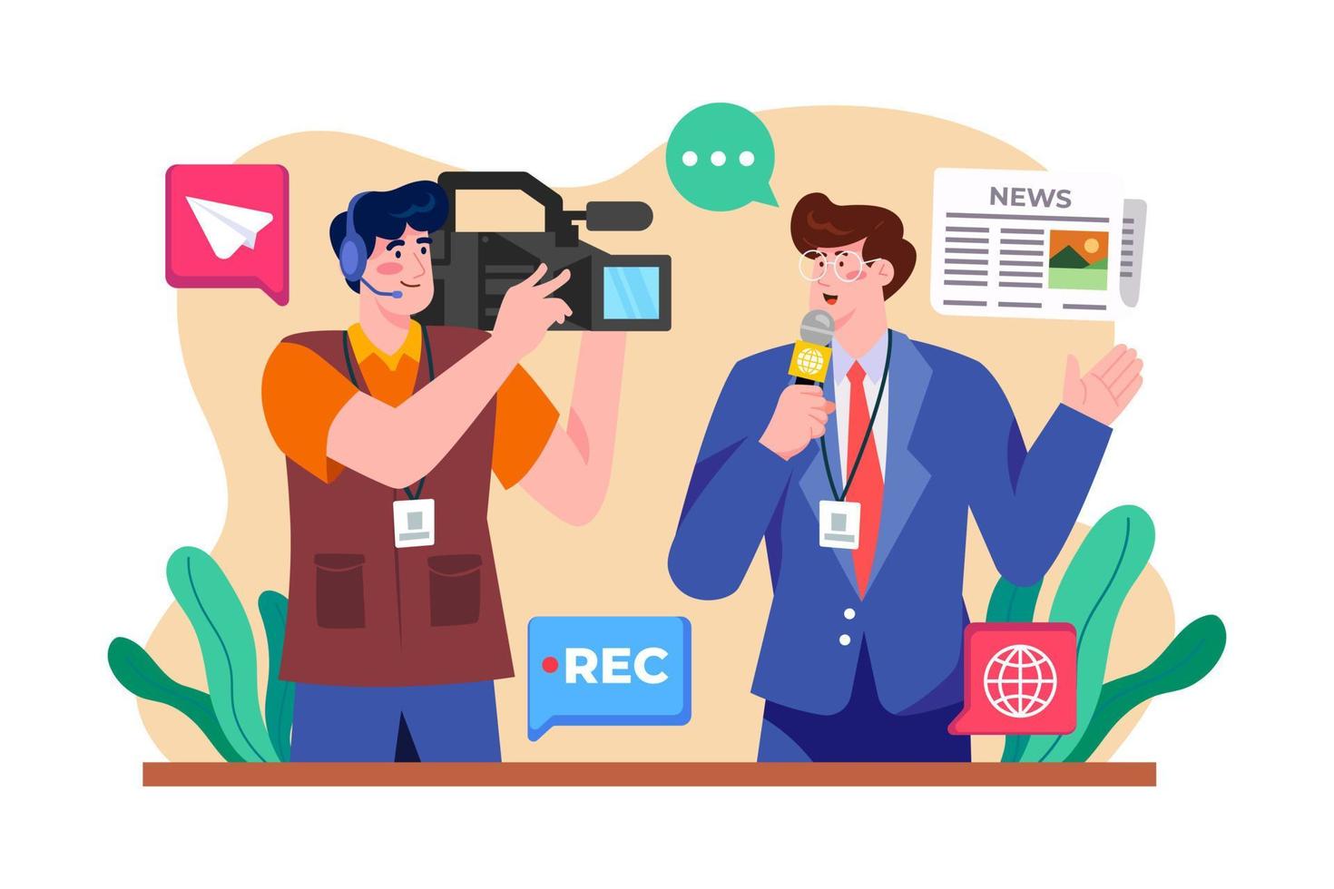 Journalist Illustration concept on white background vector