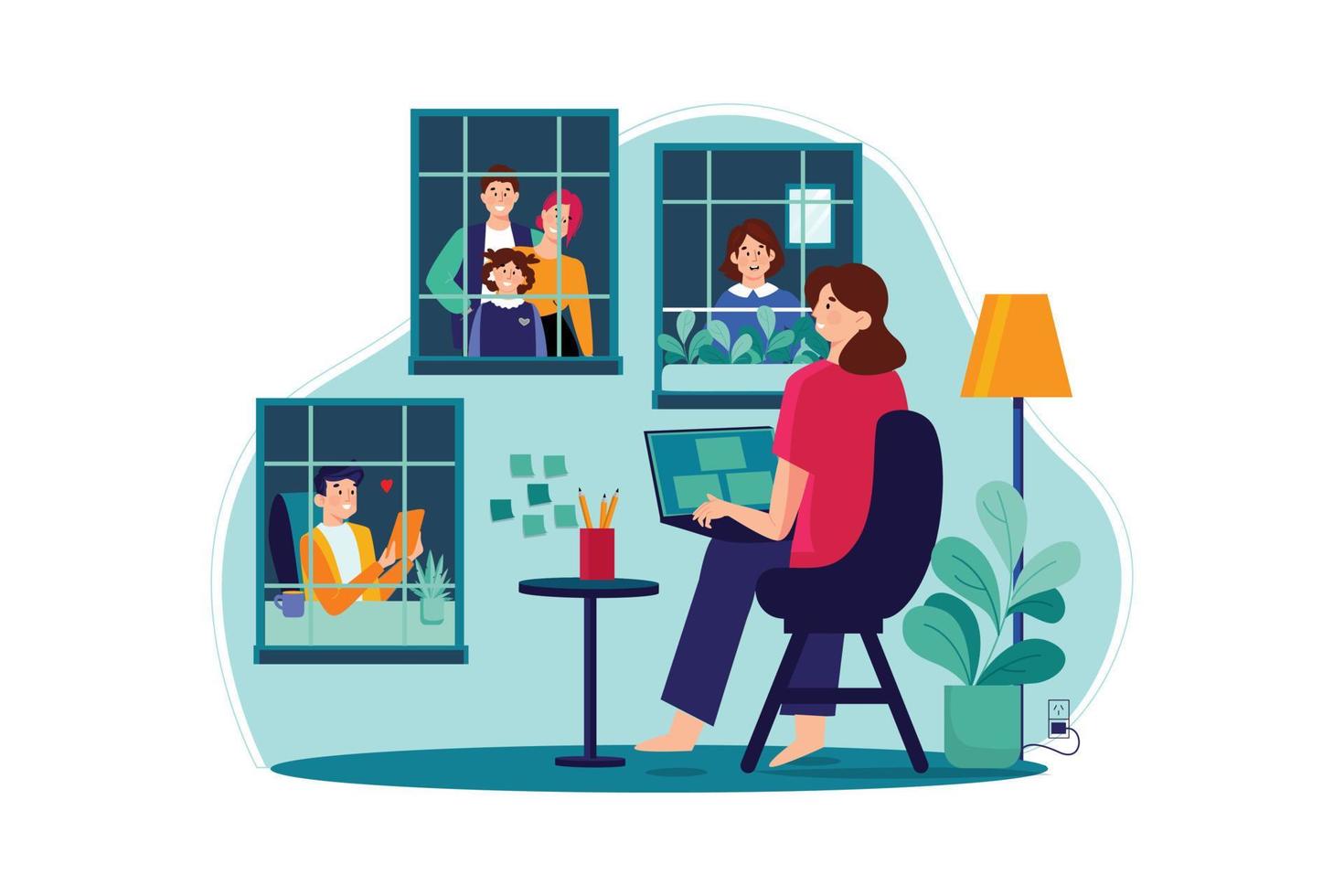 Social Isolation Illustration concept. Flat illustration isolated on white background vector