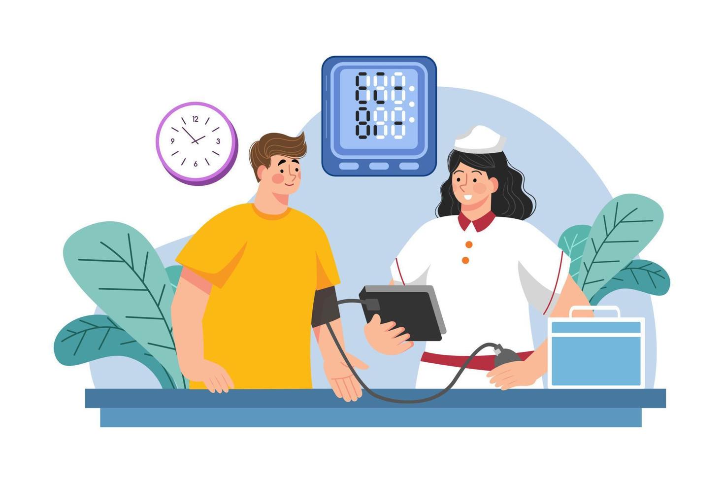 Nurse checking blood pressure vector