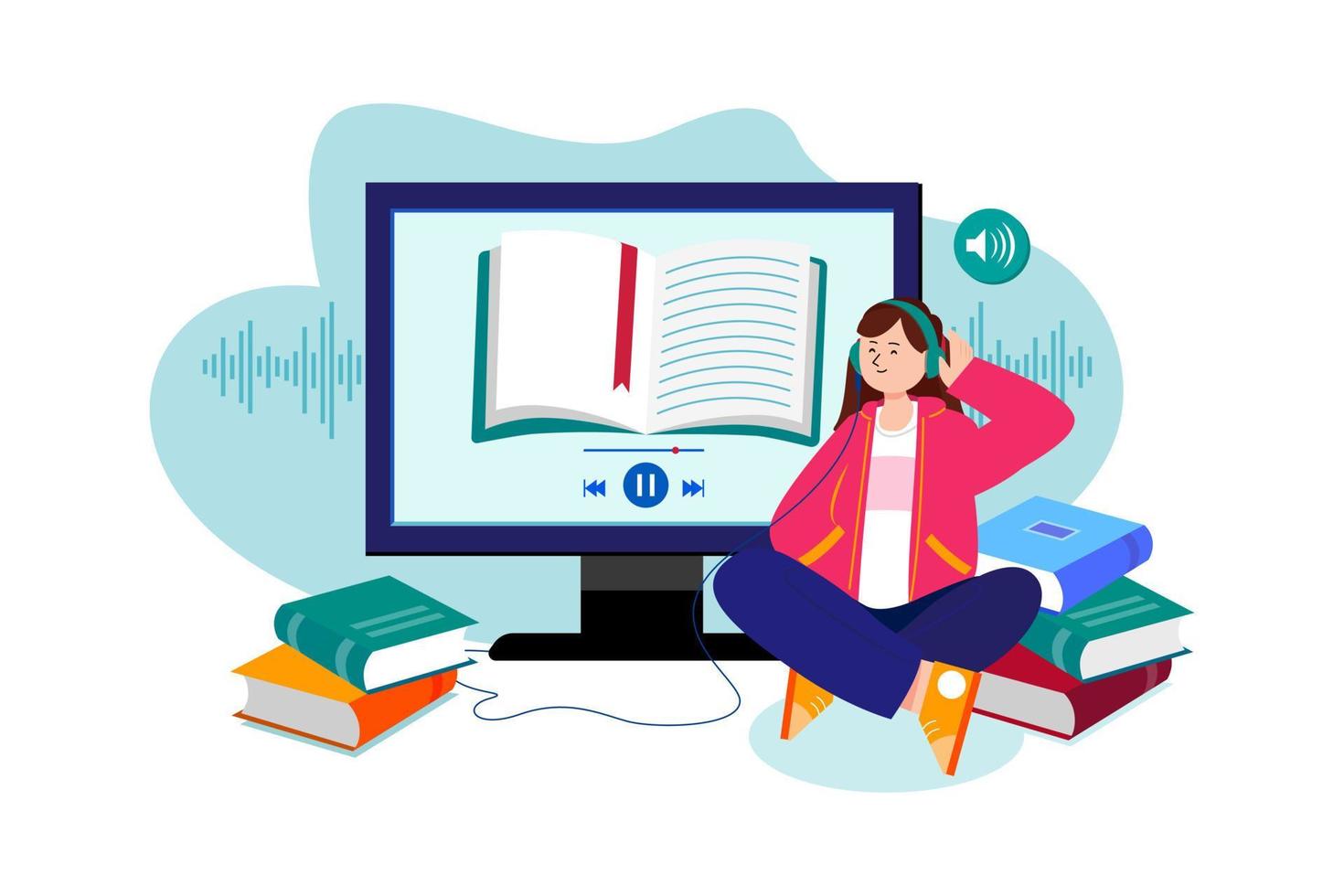 Listening Audio Book Illustration concept on white background vector