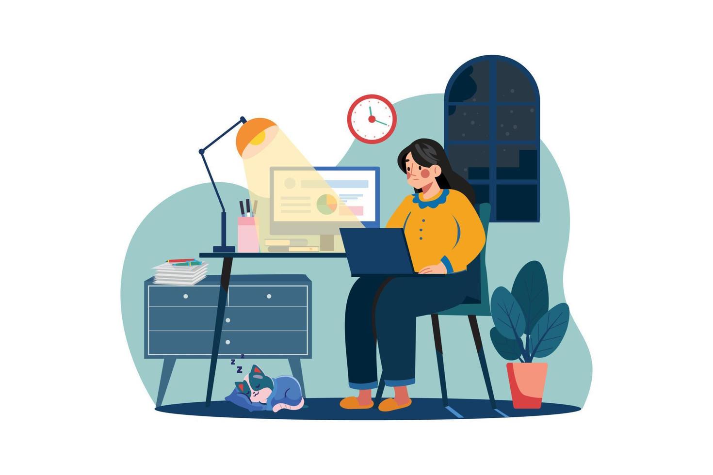 Late night work vector