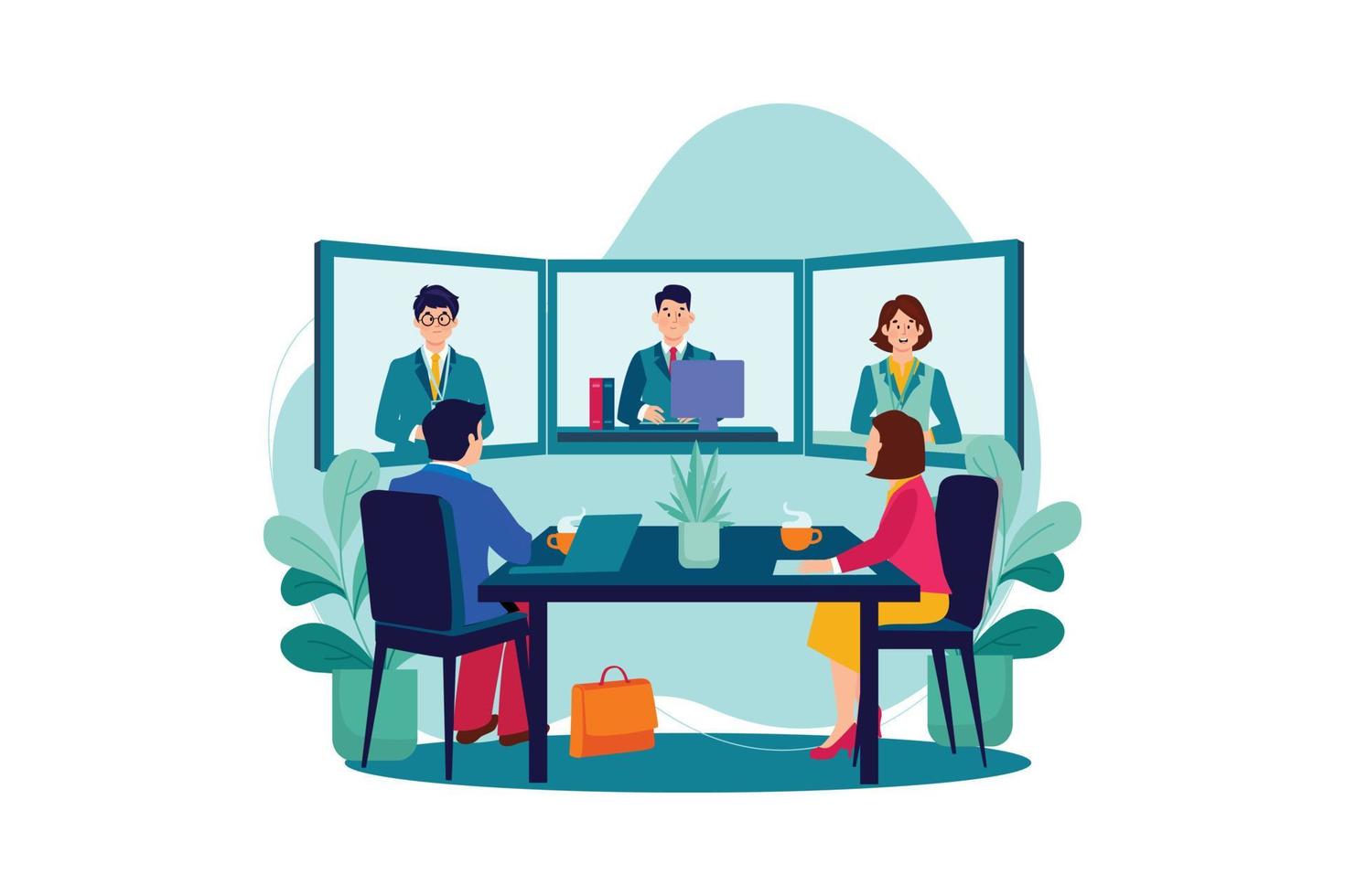 Online Conference Meeting vector