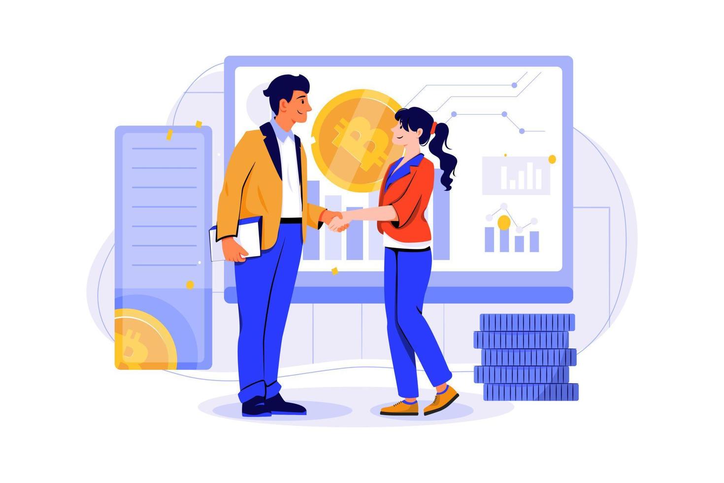 Blockchain Technology flat illustration concept on white background vector
