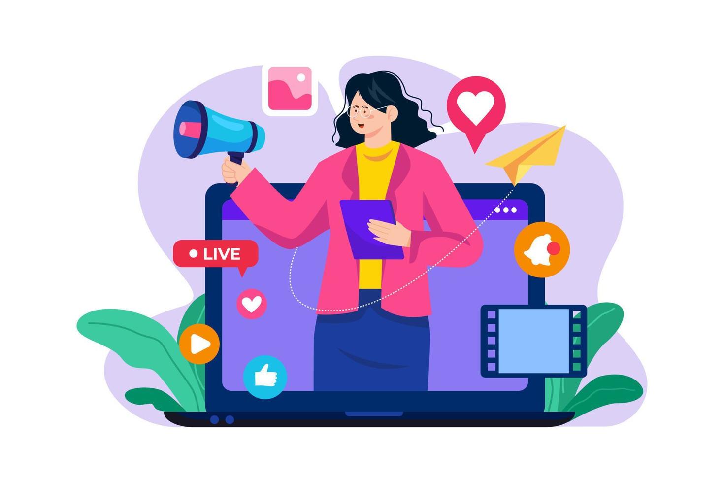 Marketing Communications Manager Illustration concept on white