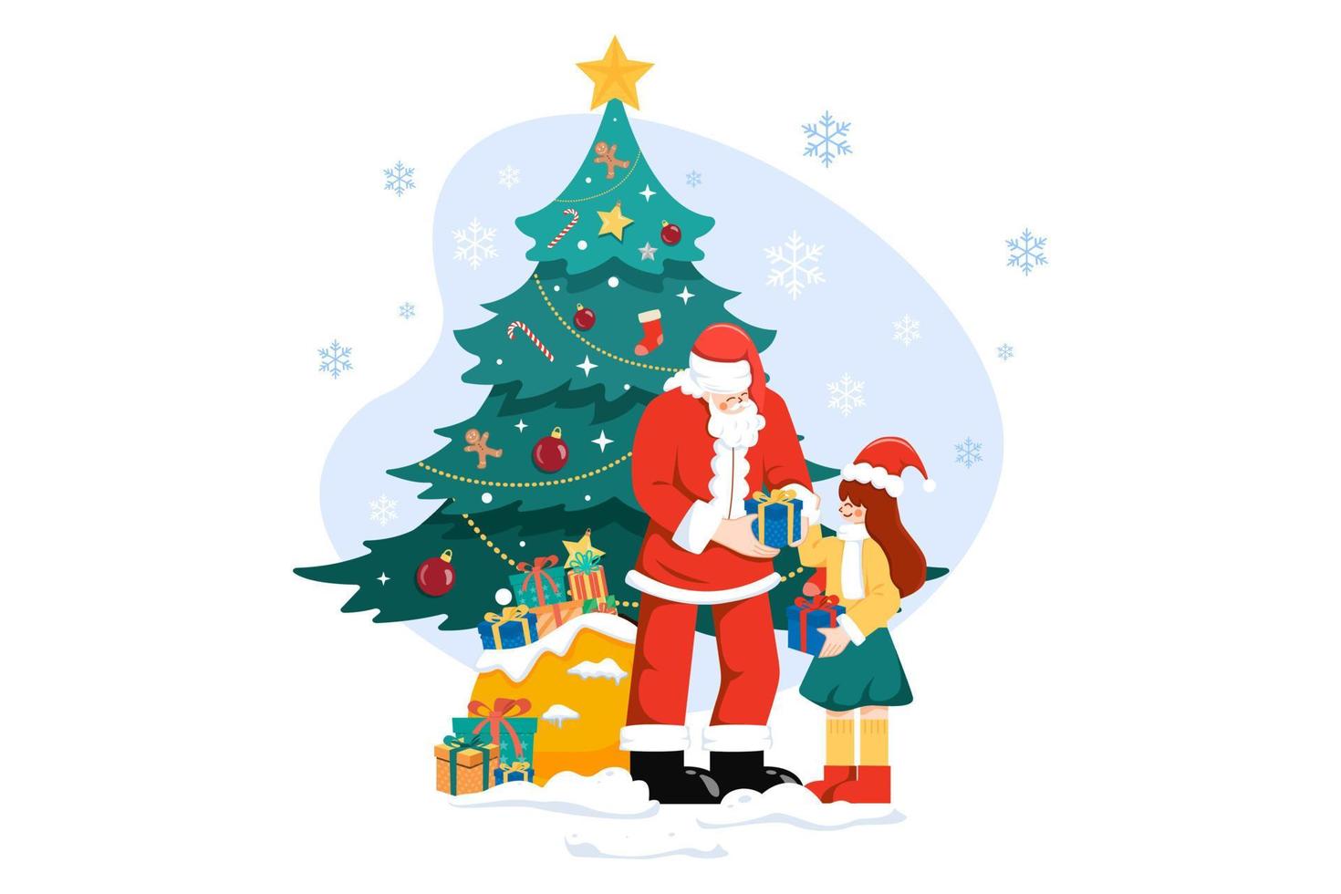 Santa giving Christmas gifts vector