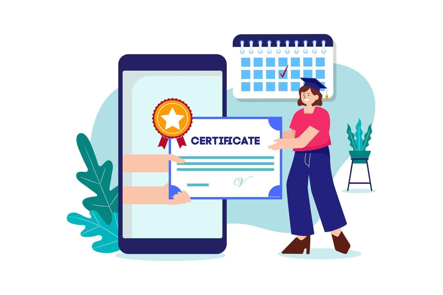 concepto de ilustración de certificado en línea sobre fondo blanco vector