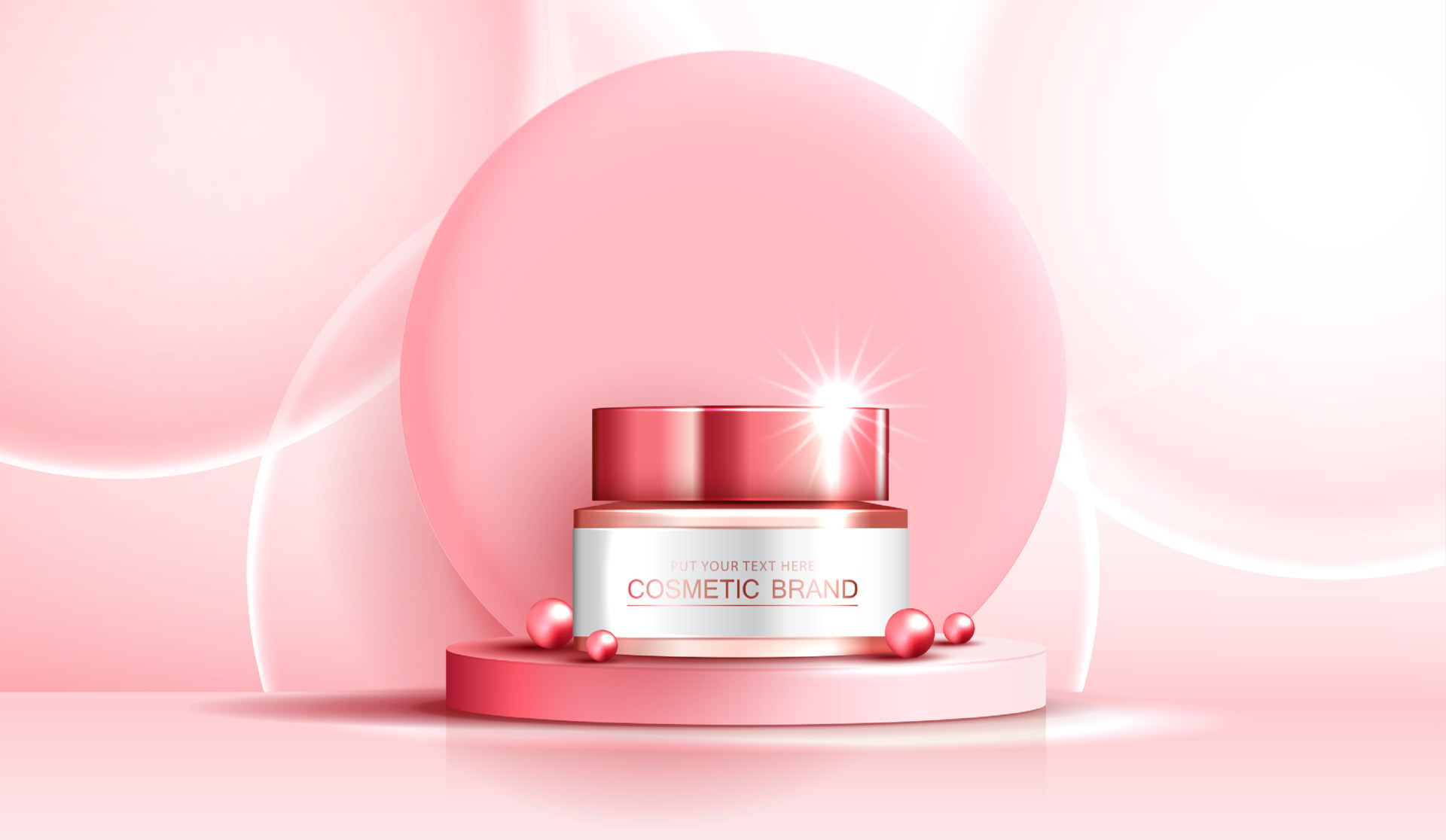 Cosmetics spa or skin care product ads with bottle, banner ad for