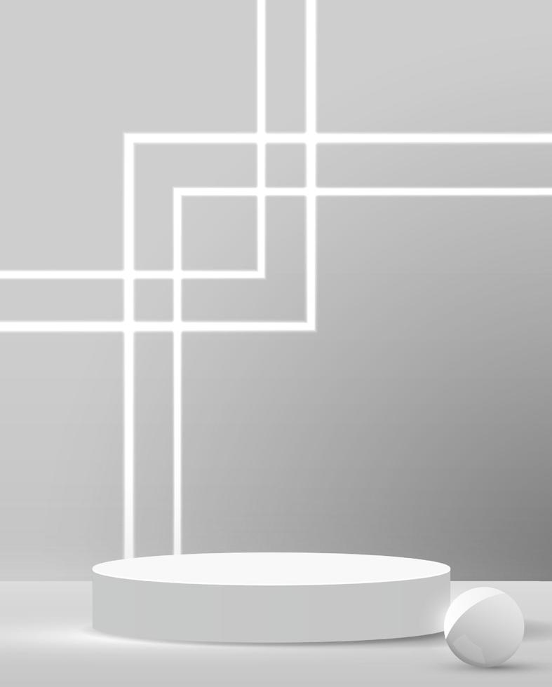 Cosmetic light gray background minimal and premium podium display for product presentation branding and packaging presentation. studio stage with shadow of leaf background. 3D illustration design vector