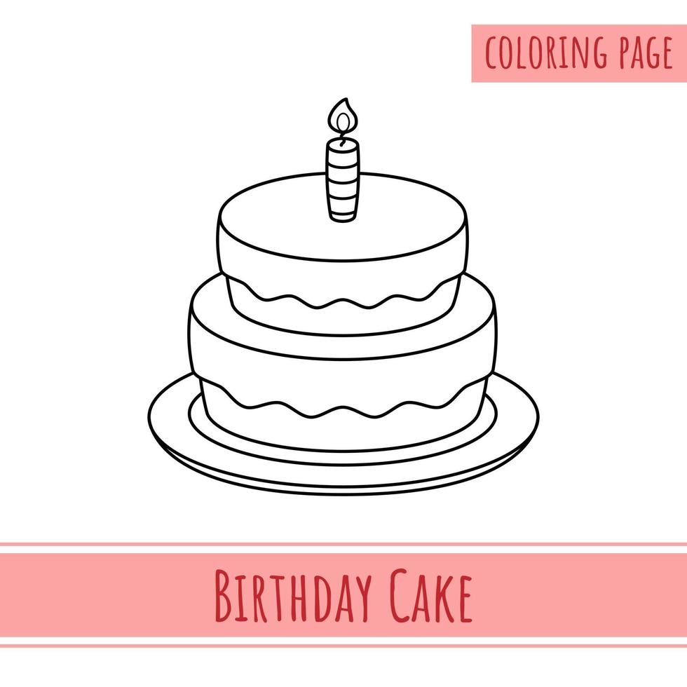 Dibujo para colorear de tarta de cumpleaños. adecuado para actividades  infantiles 9353025 Vector en Vecteezy