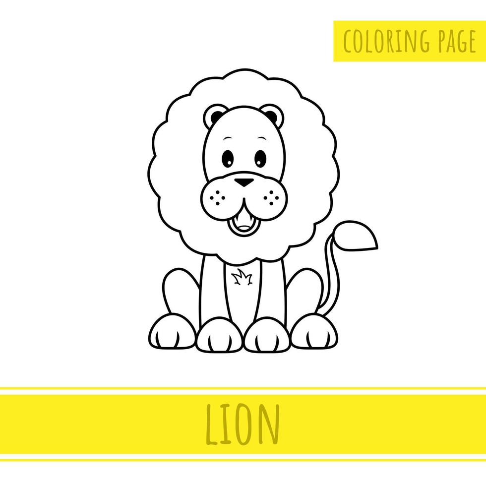 Coloring Page Of Cute Lion. Suitable For Kids Activities vector