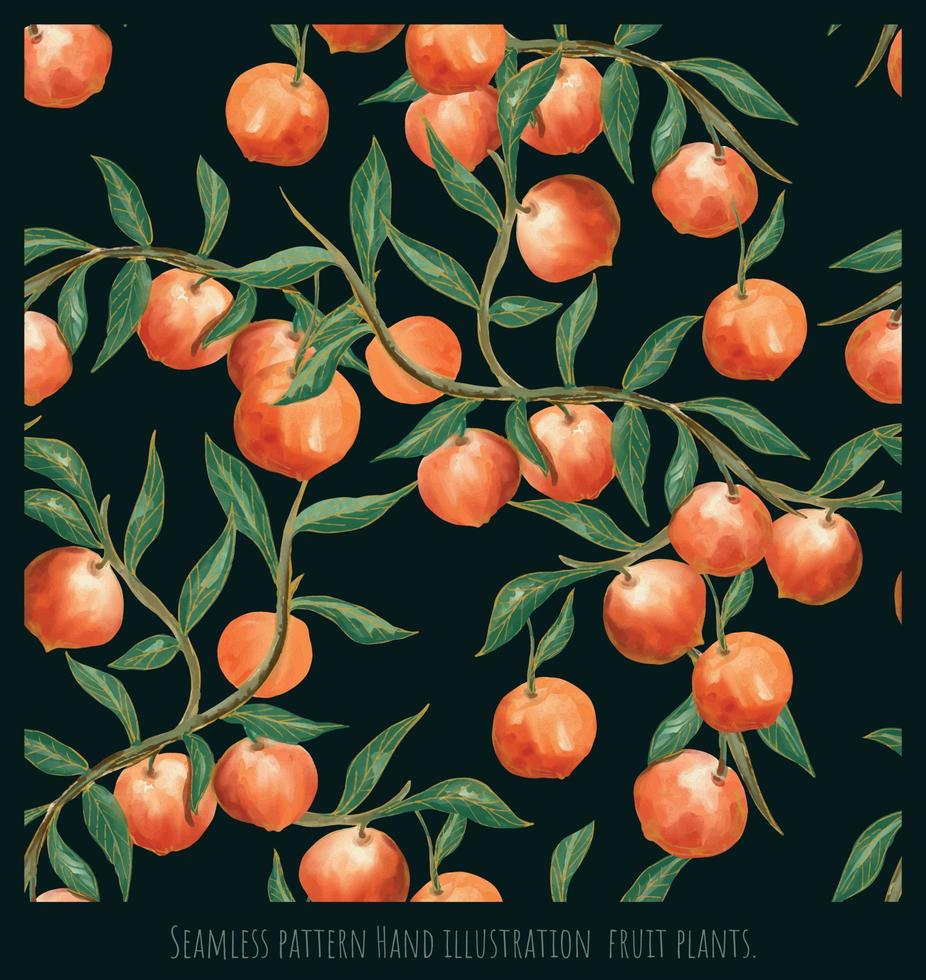 Vector Seamless pattern illustration fruits and leave art