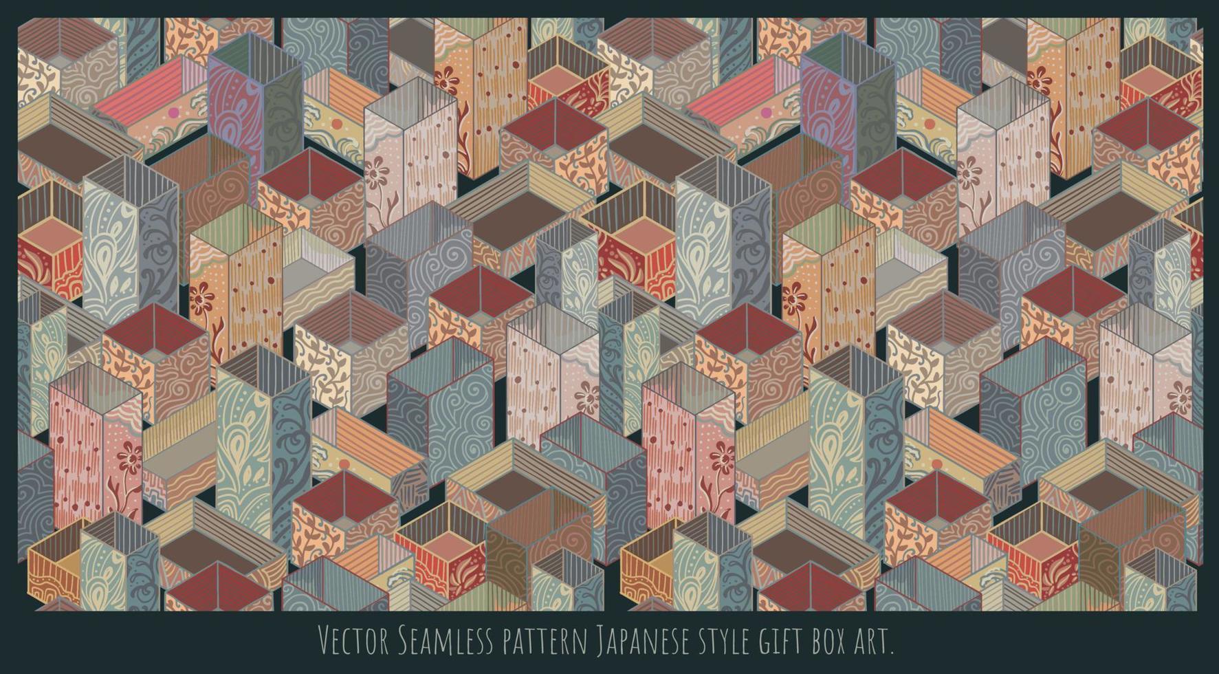 Vector Seamless pattern Japanese style gift box art
